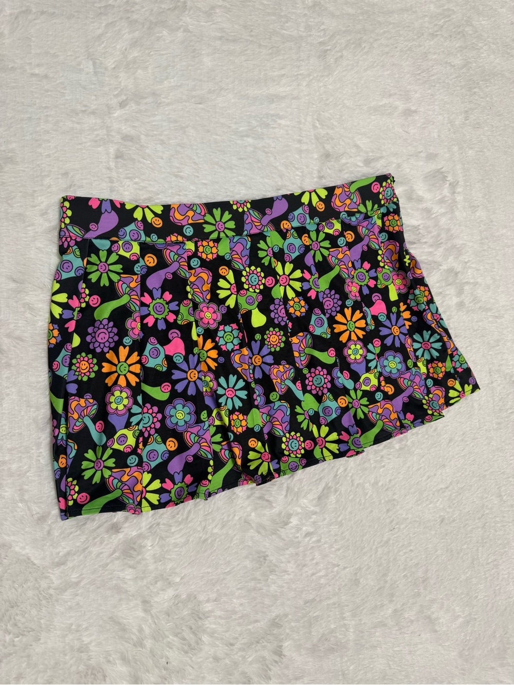 New 1x neon mini skirt short skater trippy hippie festival rave boho 60s 70s cos